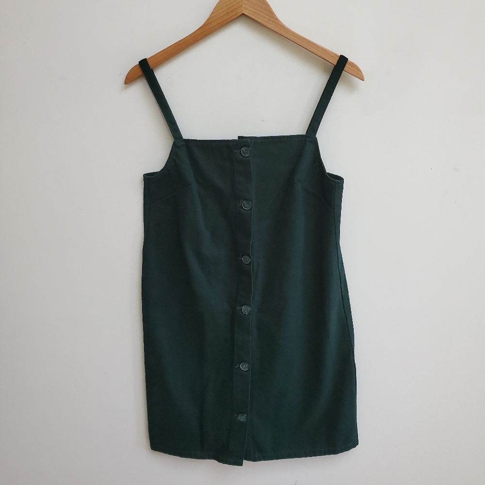 ASOS Green Button-Front Mini Dress - Picture 3 of 8